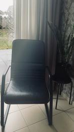 Zwarte lederen salon, Huis en Inrichting, Ophalen, 150 tot 200 cm, Driepersoons, Zo goed als nieuw