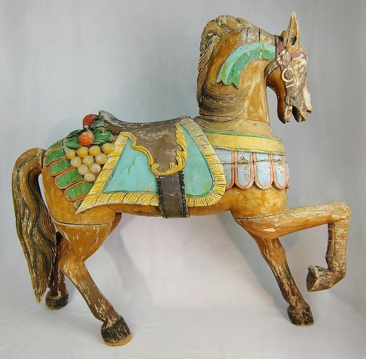 Antiek carrousel paard - uniek stuk, Antiek en Kunst, Curiosa en Brocante, Ophalen