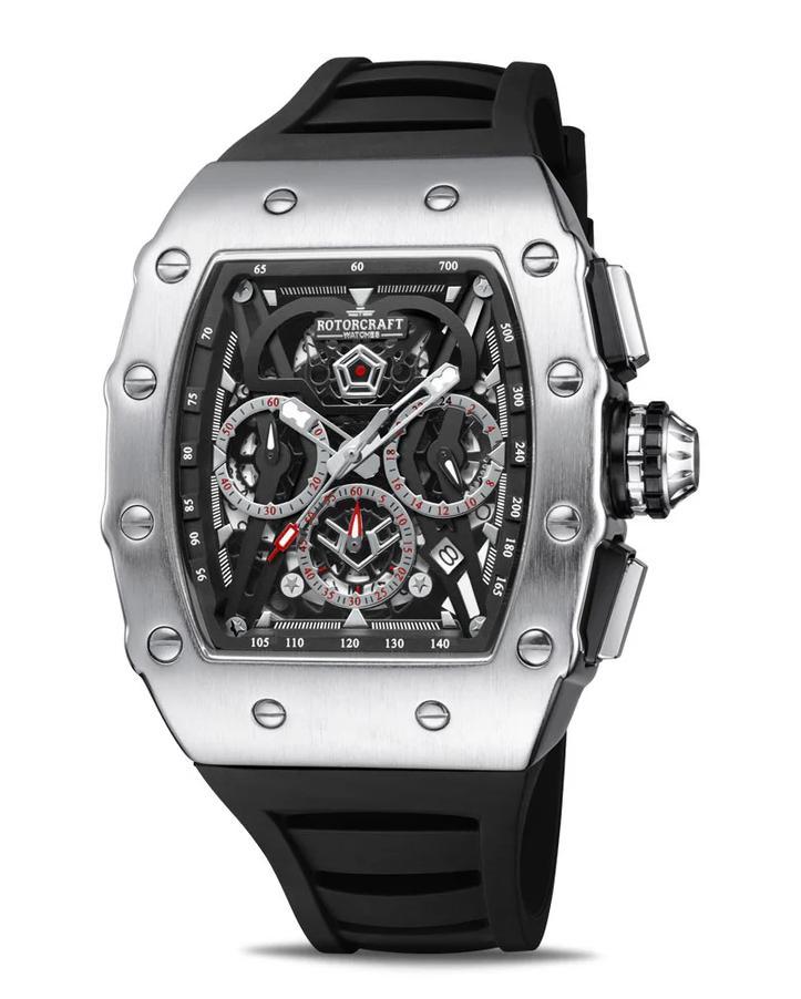 Rotorcraft Commander RC6901 Chrono Nieuw! t.w.v € 589-,, Handtassen en Accessoires, Sporthorloges, Nieuw, Zilver, Waterdicht, Ophalen of Verzenden