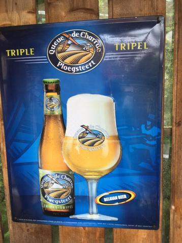 plaque émaillée publicitaire bière triple Queue de charue, Enlèvement, Utilisé, Autres types