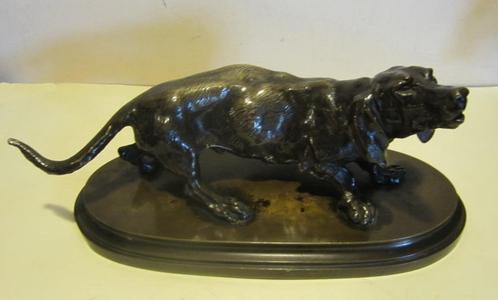 antieke bronzen hond: tekkel, dachshund, 28 cm, Antiek en Kunst, Antiek | Brons en Koper, Brons, Verzenden