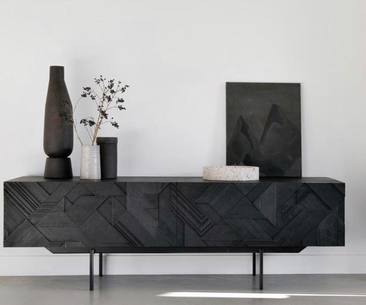 Teak Graphic Tv Cupboard Ethnicraft, Huis en Inrichting, Kasten |Televisiemeubels, Zo goed als nieuw, Minder dan 100 cm, 150 tot 200 cm