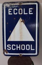 RARE Ancienne plaque émaillée panneau signalisation Ecole, Enlèvement ou Envoi