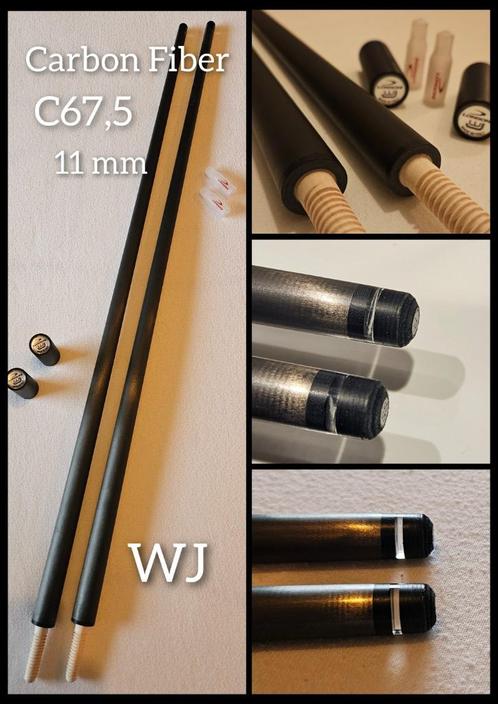 Carbon C67,5 toppen voor Longoni WJ / Black SS~S 11mm / NW, Sport en Fitness, Biljarten en Poolen, Nieuw, Keu of Ballen, Verzenden