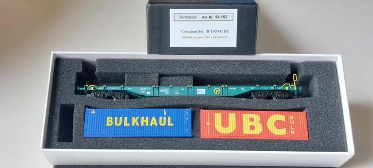 SNCB/NMBS B-MODELS CONTAINERSET B-TREE BE*HO*DC 54.152, Hobby en Vrije tijd, Modeltreinen | H0, Zo goed als nieuw, Wagon, Gelijkstroom