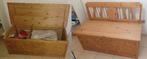 banc de rangement et une petite table, Ophalen, Zo goed als nieuw, Grenenhout