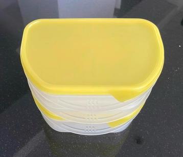 3 doosjes met 2 deksels Tupperware, Enlèvement ou Envoi, Utilisé, Jaune, Récipient ou Bol