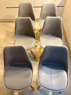 6 Scandinavische stoelen grijs met hout, Huis en Inrichting, Stoelen, Ophalen, Gebruikt, Scandinavisch, Grijs