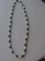 Ketting met cultuurparels en groene steen, Ophalen of Verzenden