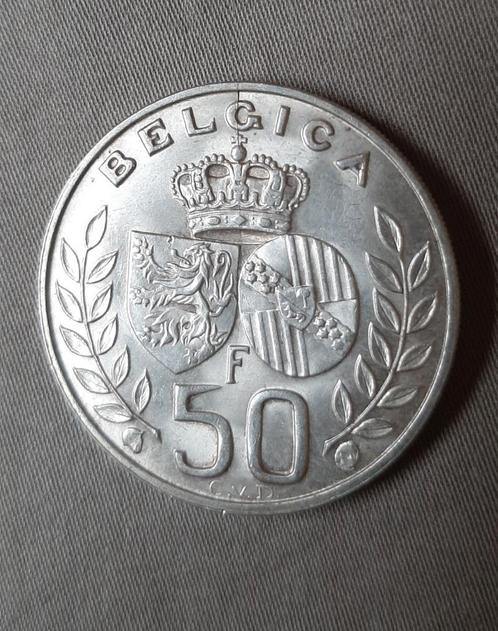 Zilveren munt 50 Fr - koninklijk huwelijk Boudewijn, Postzegels en Munten, Munten | België, Losse munt, Zilver, Ophalen of Verzenden