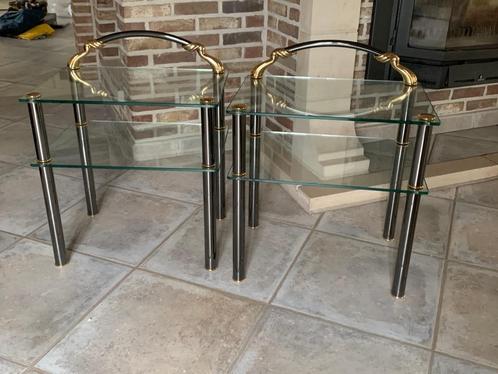 Glazen bijzettafeltjes, Huis en Inrichting, Tafels | Bijzettafels, Rechthoekig, 45 tot 60 cm, Minder dan 55 cm, Glas, Ophalen of Verzenden