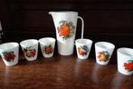 retro ceramique Juice kan + 6 bekers Boch Keramis La Louvièr, Ophalen, Zo goed als nieuw, Overige materialen, Compleet servies