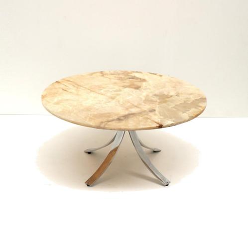 Ronde vintage salontafel onyx jaren '60 '70 midcentury retro, Huis en Inrichting, Tafels | Sidetables, Verzenden