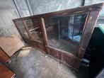 Houten toonbank met glas platen en schabben, Ophalen, Gebruikt, Glas
