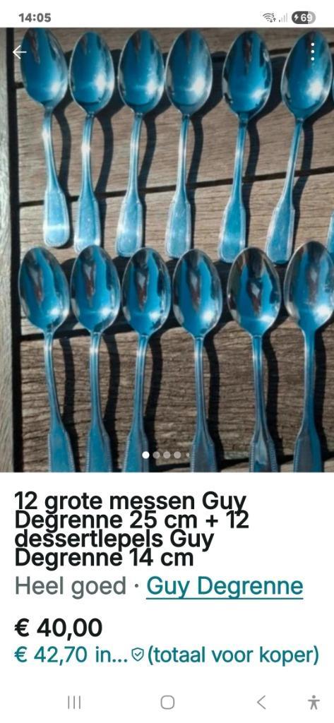 Guy Degrenne bestek, Huis en Inrichting, Keuken | Bestek, Zo goed als nieuw, Los bestek, Inox of Chroom, Ophalen of Verzenden