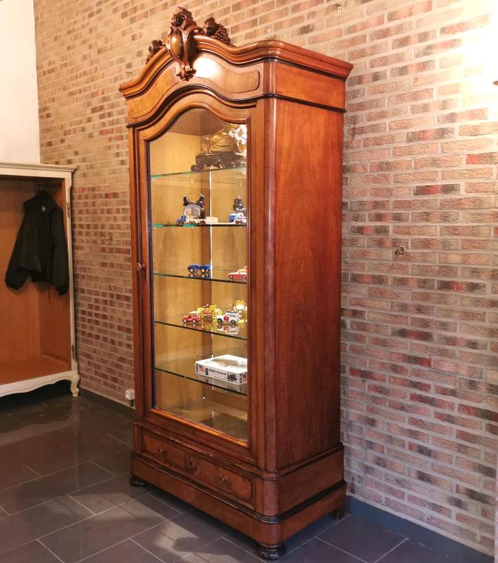 Librairie/vitrine ancienne à 1 porte +verre H 236 L 114 D 58, Maison & Meubles, Armoires | Bibliothèques, Utilisé, 100 à 150 cm