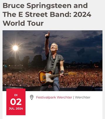 2 billets Bruce Springsteen 02/07/'24 Werchter park