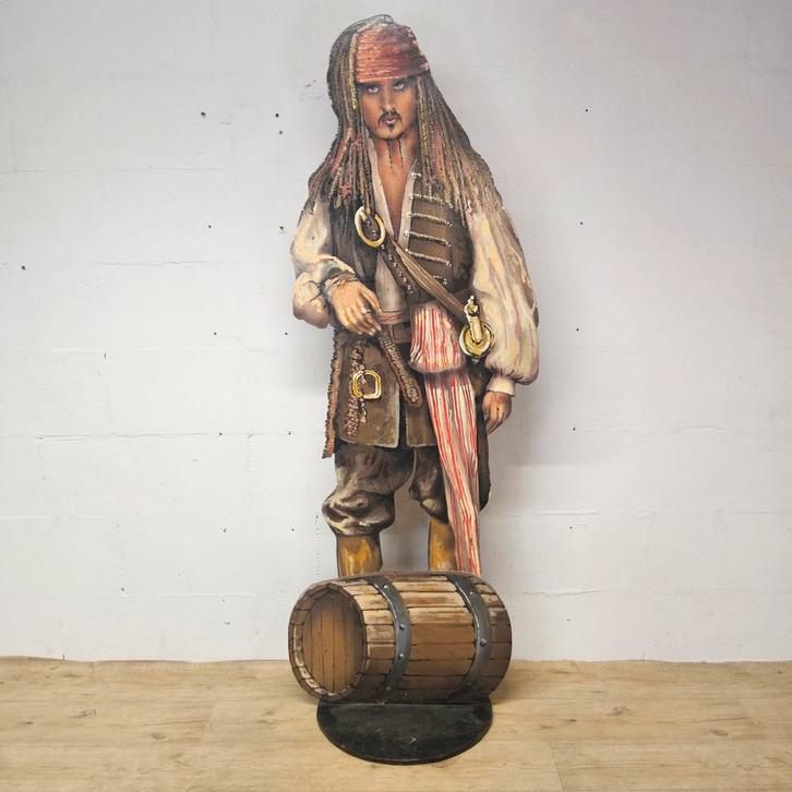 Levensgrote handgemaakte Jack Sparrow Houten Beeld / cutout, Verzamelen, Muziek, Artiesten en Beroemdheden, Ophalen of Verzenden