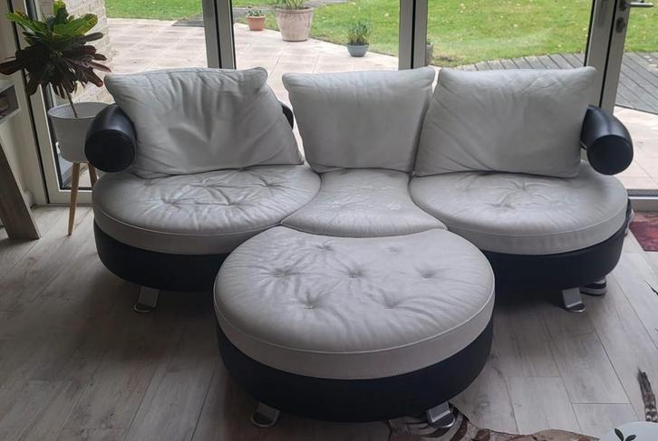 Witte lederen zetel formenti, Huis en Inrichting, Zetels | Zetels, Gebruikt, Ophalen