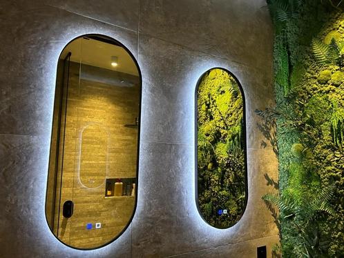 2 Ovale Design Badkamer Spiegels met Led Verlichting, Huis en Inrichting, Woonaccessoires | Spiegels, Nieuw, Minder dan 50 cm