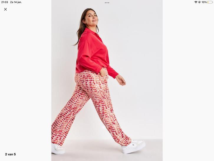 SAMOON, Prachtige losse broek, NIEUW, maat 50, Kleding | Dames, Broeken en Pantalons, Nieuw, Rood, Lang, Ophalen of Verzenden