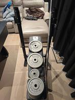 Bench press met gewichten, Enlèvement, Utilisé, Bras, Banc d'exercice