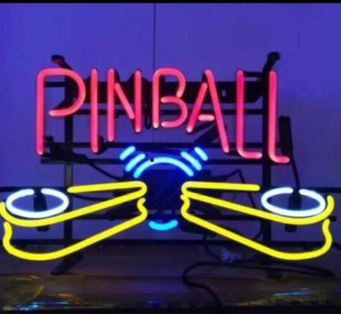 Pinball neon en veel andere mancave gameroom decoratie neons, Collections, Marques & Objets publicitaires, Neuf, Table lumineuse ou lampe (néon)