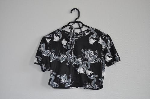 crop top met open rug, Kleding | Dames, Topjes, Nieuw, Maat 38/40 (M), Zwart, Korte mouw, Ophalen of Verzenden