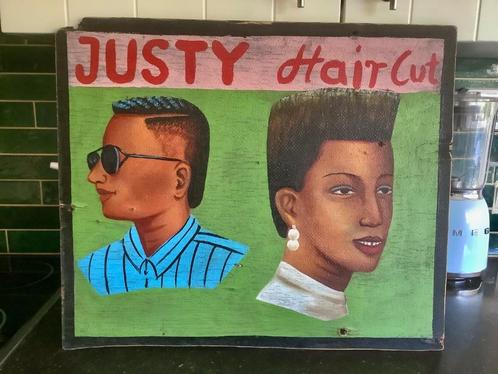 Kappersbord Afrika jaren 80 (zeldzaam)., Antiek en Kunst, Kunst | Niet-Westerse kunst, Ophalen