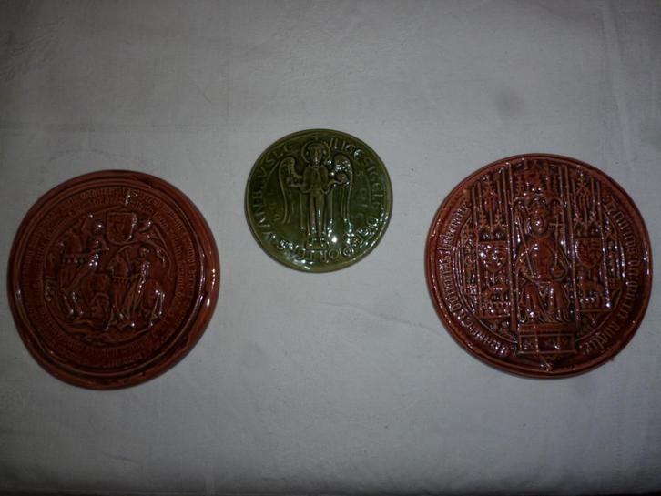 3 historische medailles gotische tekst estampes zegelstempel, Postzegels en Munten, Penningen en Medailles, Ophalen of Verzenden