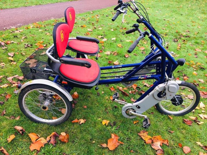 Van raam Fun2go Duofiets met electrische ondersteuning, Fietsen en Brommers, Fietsen | Driewielfietsen, Gebruikt, Ophalen of Verzenden