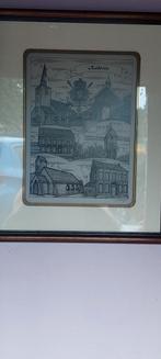 Prachtige gravure gemeente malderen   swaenepoel kader.45x38, Antiquités & Art, Enlèvement ou Envoi