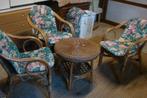 rotan zithoekje :zetels en tafel, Tuin en Terras, Tuinsets en Loungesets, Gebruikt, Bijzettafel, Rotan, 3 zitplaatsen