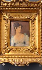 2 prachtige Miniatuurportret goud vergulde Barok lijs, Enlèvement