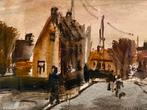 Alfons Vermeir - Aquarel - Dorpszicht - 40x30 cm - Met Kader, Ophalen of Verzenden