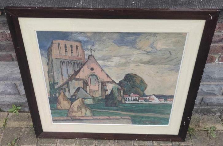 aquarelle signe paul cauchie, Antiek en Kunst, Kunst | Schilderijen | Klassiek, Ophalen of Verzenden