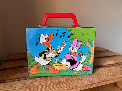 Lunchbox opbergdoos in blik Disney Donald vintage retro, Verzamelen, Disney, Gebruikt, Overige typen, Donald Duck, Ophalen of Verzenden