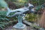 Bronzen zeer mooie fontein zeemeermin met 2 dolfijnen lees !, Ophalen of Verzenden, Overige materialen, Fontein