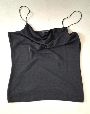 zwart glinstertopje met sjaalkraag – maat: L – merk: H&M beschikbaar voor biedingen