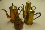 Beau Lot de 3 Cafetières + 1 Théière en Cuivre, Antiquités & Art, Enlèvement, Cuivre