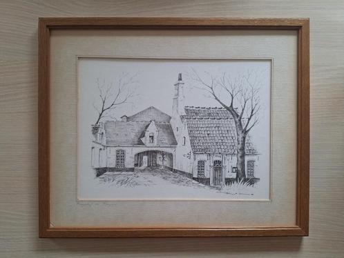 Pentekening met certificaat, Antiek en Kunst, Kunst | Tekeningen en Fotografie, Ophalen