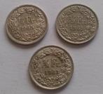 Lot 3x 1/2 frank zwitserland zilver 1961 1963 1965, Postzegels en Munten, Ophalen of Verzenden, Overige landen, Losse munt, Zilver