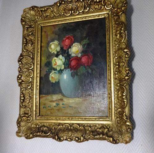 Antiek 19e eeuws schilderij in gouden lijst (18 x 24), Antiek en Kunst, Kunst | Schilderijen | Klassiek, Ophalen of Verzenden