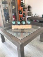 Karel Mintjens eiken/glas salontafel, Huis en Inrichting, Ophalen, Gebruikt, 50 tot 100 cm, Eikenhout