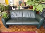 Groene, leren zetel, Huis en Inrichting, Ophalen, Gebruikt, 150 tot 200 cm, Tweepersoons