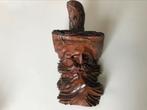 Boomstam houtsnijwerk gezicht muurdecoratie 30 cm, Antiek en Kunst, Ophalen of Verzenden