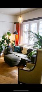 Giga taupe zetel + poef voor 4 mensen, Ophalen, Gebruikt, Stof, Modern