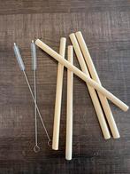 5 Bamboo rietjes met kuisborstel en opbergzakje, Enlèvement ou Envoi, Neuf