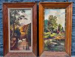 Paire de tableaux peintures - J. Duriau - 1932, Antiek en Kunst, Ophalen of Verzenden