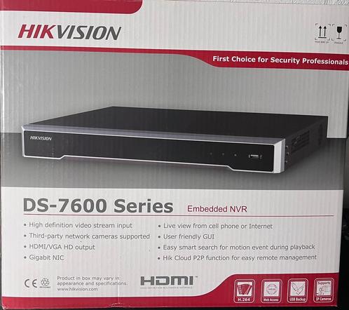 Hikvision NVR DS-7608NI-K2/8P + 8 MP Camera's, Audio, Tv en Foto, Videobewaking, Gebruikt, Buitencamera, Ophalen